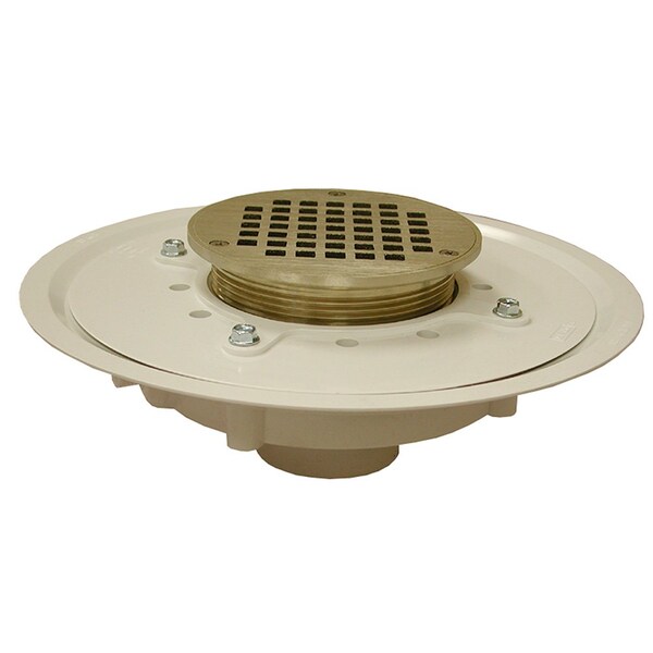 Jones Stephens 2in. Heavy Duty PVC Drain Base with 4in. Metal Spud and 5in. Nickel Bronze Strainer D50349 - main